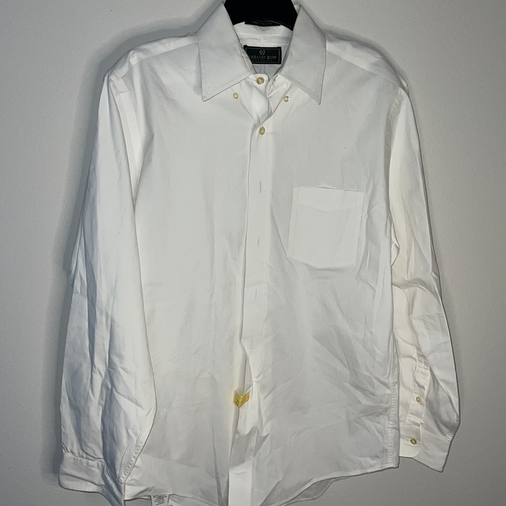 Embassy Row Menswear 100% Cotton 80’s 2 Ply Pinpoint white shirt‎ 15 1/2 / 35